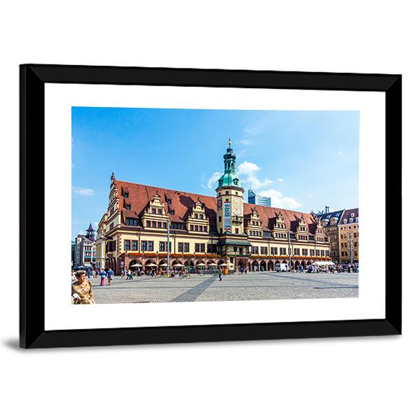 People At Old Town Hall In Leipzig Canvas Wall Art-3 Horizontal-Gallery Wrap-25" x 16"-Tiaracle