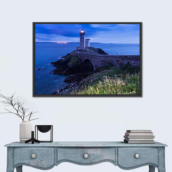 Petit Minou Lighthouse In France Canvas Wall Art-1 Piece-Floating Frame-24" x 16"-Tiaracle