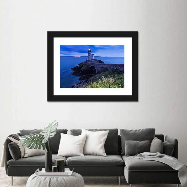 Petit Minou Lighthouse In France Canvas Wall Art-3 Horizontal-Gallery Wrap-25" x 16"-Tiaracle