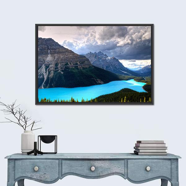 Peyto Lake At Canadian Rockies Canvas Wall Art-1 Piece-Floating Frame-36" x 24"-Tiaracle