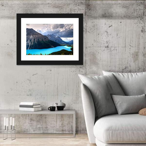Peyto Lake At Canadian Rockies Canvas Wall Art-5 Horizontal-Gallery Wrap-22" x 12"-Tiaracle