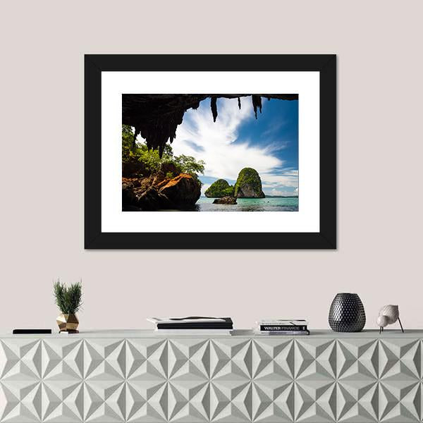 Phra Nang Cave Beach Canvas Wall Art-3 Horizontal-Gallery Wrap-25" x 16"-Tiaracle