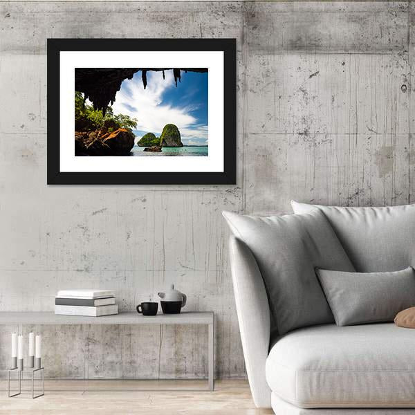 Phra Nang Cave Beach Canvas Wall Art-3 Horizontal-Gallery Wrap-25" x 16"-Tiaracle
