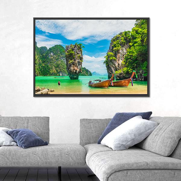 Phuket Island In Thailand Canvas Wall Art-3 Horizontal-Gallery Wrap-25" x 16"-Tiaracle
