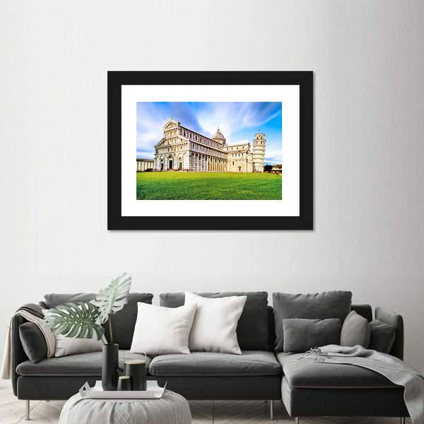 Piazza dei Miracoli Complex With The Leaning Tower Of Pisa Canvas Wall Art-5 Horizontal-Gallery Wrap-22" x 12"-Tiaracle