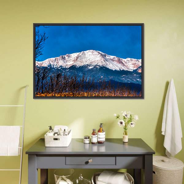 Pikes Peak In Colorado Canvas Wall Art-1 Piece-Floating Frame-24" x 16"-Tiaracle
