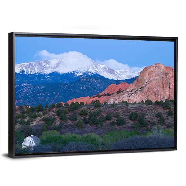 Pikes Peak Mountain Canvas Wall Art-3 Horizontal-Gallery Wrap-25" x 16"-Tiaracle