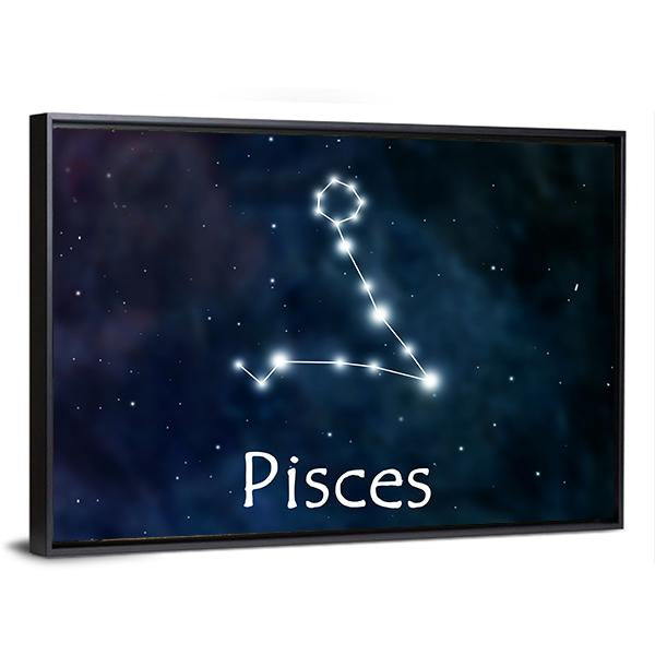 Pisces Horoscope Constellation Canvas Wall Art-5 Horizontal-Gallery Wrap-22" x 12"-Tiaracle