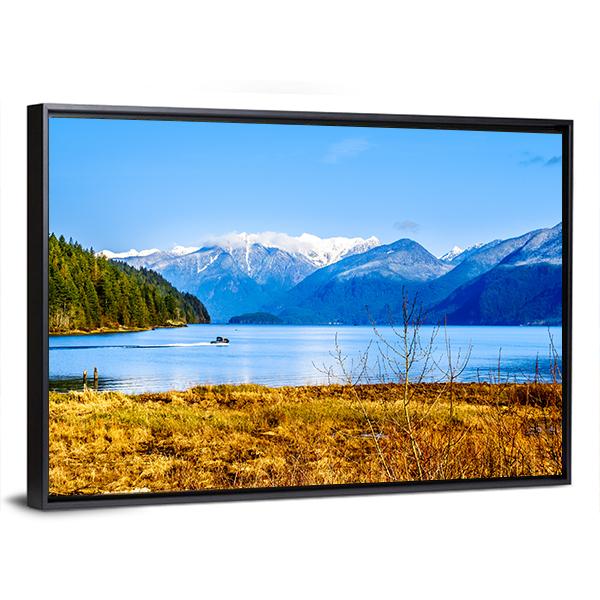 Pitt Lake With The Snow Capped Peaks Of The Golden Ears Canvas Wall Art-3 Horizontal-Gallery Wrap-25" x 16"-Tiaracle