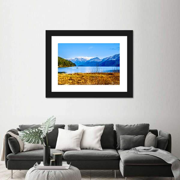 Pitt Lake With The Snow Capped Peaks Of The Golden Ears Canvas Wall Art-5 Horizontal-Gallery Wrap-22" x 12"-Tiaracle