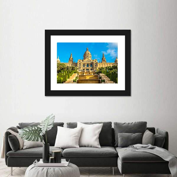 Placa de Ispania in Barcelona Spain Canvas Wall Art-3 Horizontal-Gallery Wrap-25" x 16"-Tiaracle