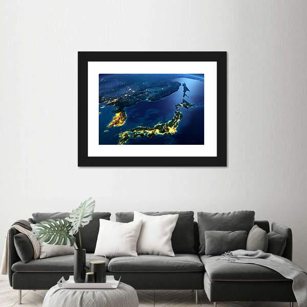 Planet Earth At Night Canvas Wall Art-5 Horizontal-Gallery Wrap-22" x 12"-Tiaracle