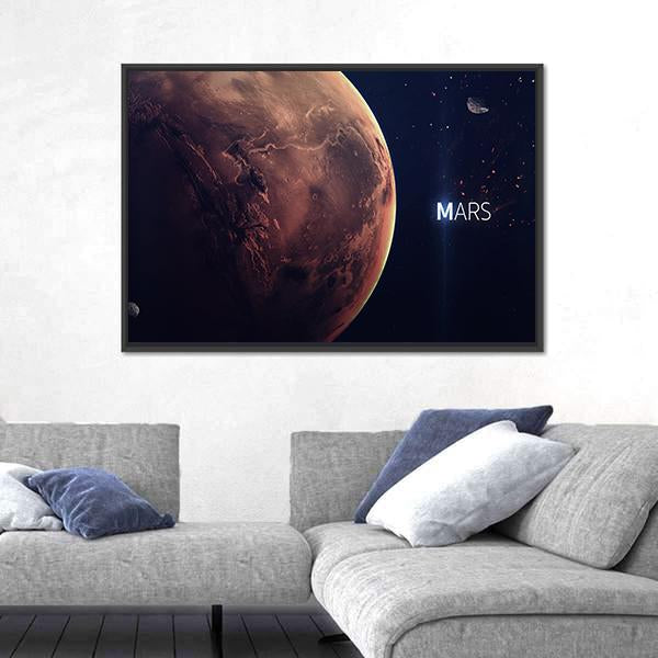 Planet Mars From Space Canvas Wall Art-3 Horizontal-Gallery Wrap-25" x 16"-Tiaracle