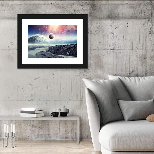 Planets In Space Canvas Wall Art-3 Horizontal-Gallery Wrap-25" x 16"-Tiaracle