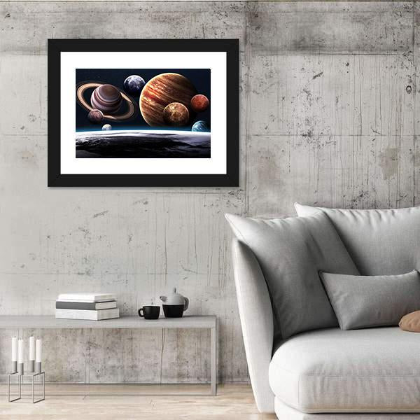 Planets Of The Solar System Canvas Wall Art-5 Horizontal-Gallery Wrap-22" x 12"-Tiaracle