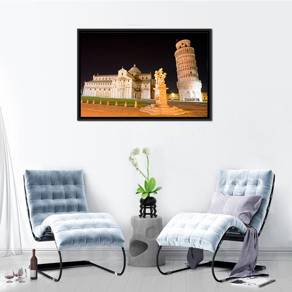 Plaza In Pisa Italy Canvas Wall Art-1 Piece-Floating Frame-36" x 24"-Tiaracle
