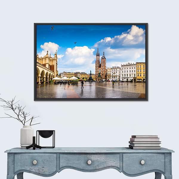 Poland's Historic Center Canvas Wall Art-1 Piece-Floating Frame-36" x 24"-Tiaracle