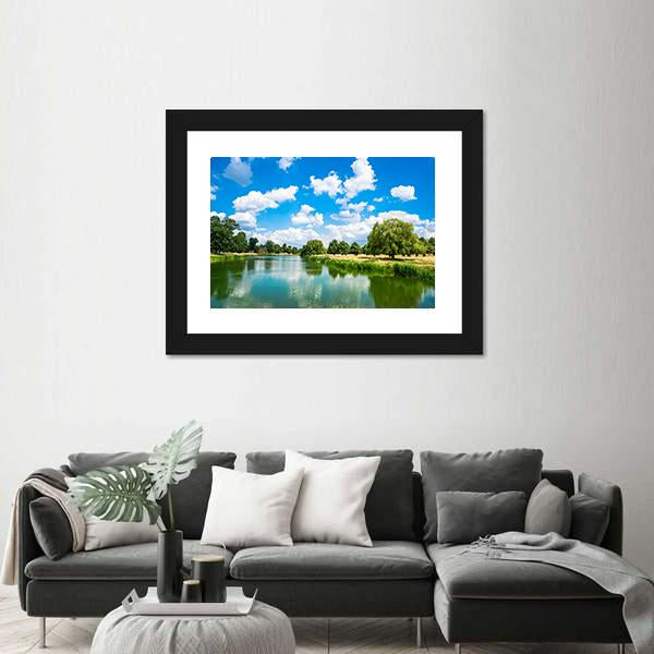 Pond In Hampton Court Park In South London Canvas Wall Art-3 Horizontal-Gallery Wrap-25" x 16"-Tiaracle