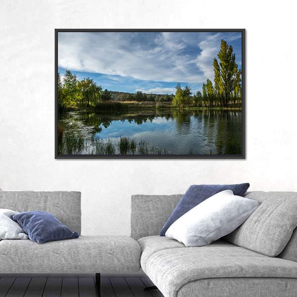 Pond In The Arizona Desert Canvas Wall Art-3 Horizontal-Gallery Wrap-25" x 16"-Tiaracle