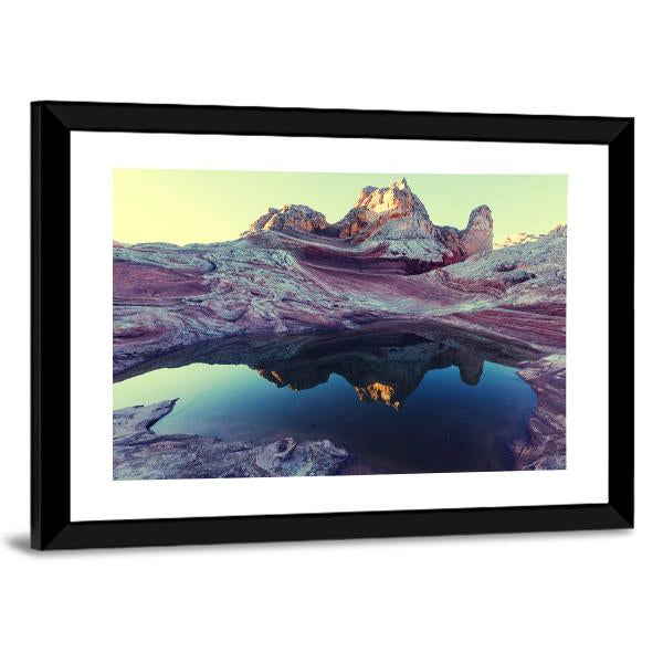 Pond In Vermilion Cliffs Canvas Wall Art-1 Piece-Framed Print-20" x 16"-Tiaracle