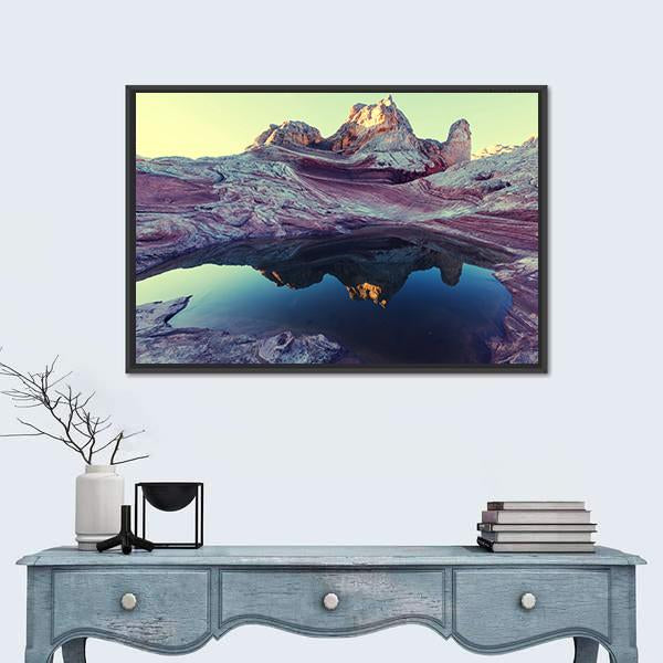 Pond In Vermilion Cliffs Canvas Wall Art-3 Horizontal-Gallery Wrap-25" x 16"-Tiaracle