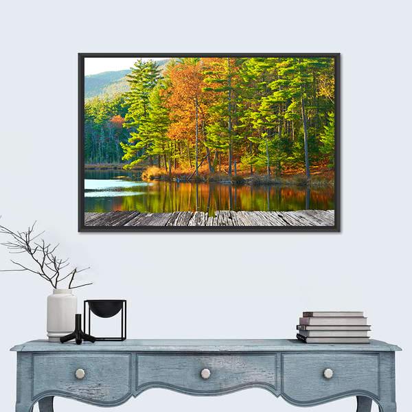 Pond In White Mountain Canvas Wall Art-1 Piece-Floating Frame-24" x 16"-Tiaracle