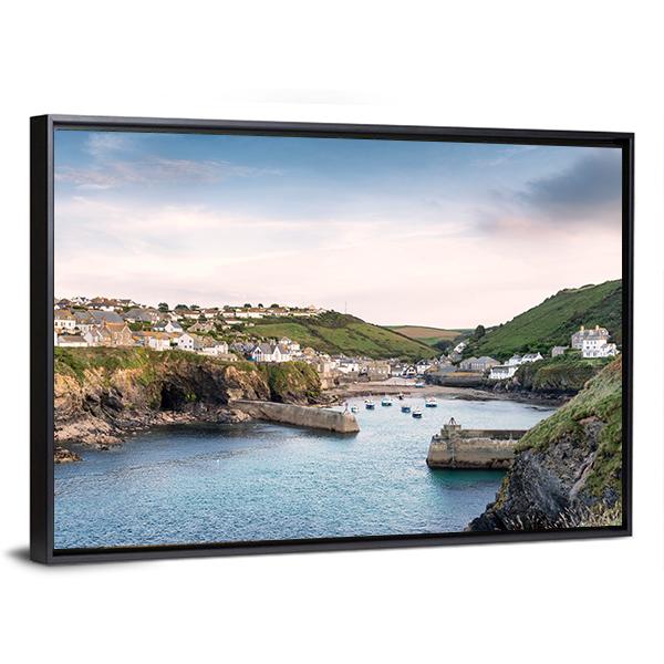 Port Isaac On The North Coast Of Cornwall Canvas Wall Art-3 Horizontal-Gallery Wrap-25" x 16"-Tiaracle