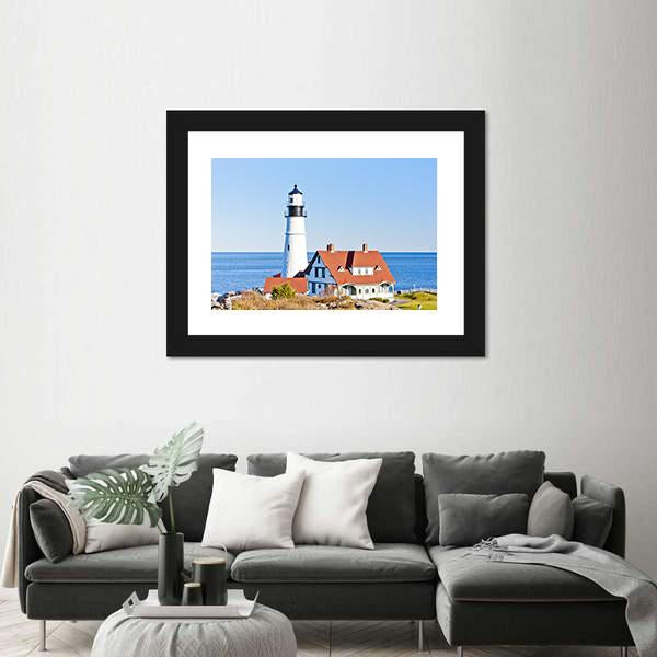 Portland Head Lighthouse Canvas Wall Art-3 Horizontal-Gallery Wrap-25" x 16"-Tiaracle