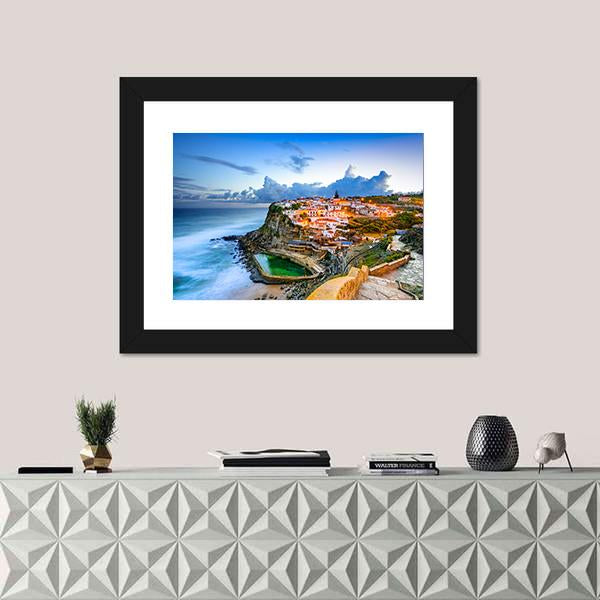 Portugal Coastal Town Canvas Wall Art-1 Piece-Framed Print-20" x 16"-Tiaracle