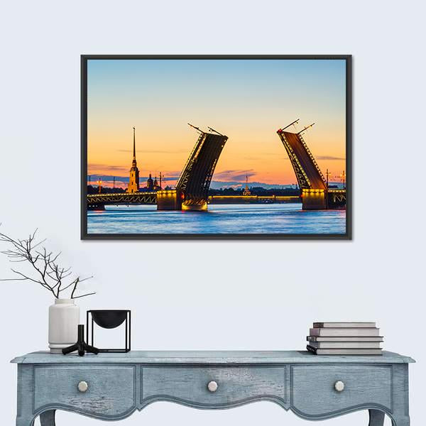 Postcard View Of Palace Bridge Canvas Wall Art-1 Piece-Floating Frame-24" x 16"-Tiaracle