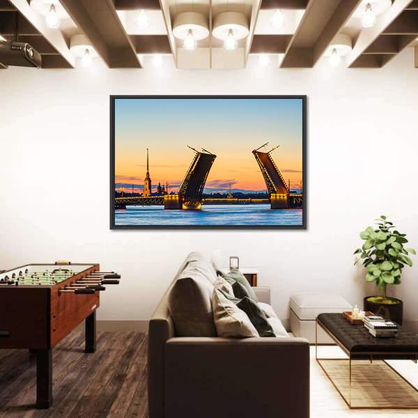 Postcard View Of Palace Bridge Canvas Wall Art-1 Piece-Floating Frame-36" x 24"-Tiaracle