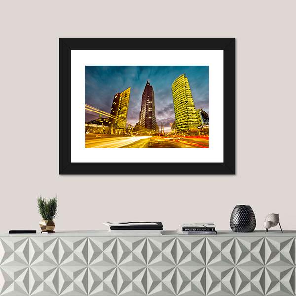 Potsdamer Platz In The City Center Of Berlin Canvas Wall Art-1 Piece-Framed Print-30" x 20"-Tiaracle