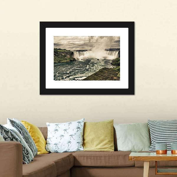 Power Of Niagara Waterfalls Canvas Wall Art-5 Horizontal-Gallery Wrap-22" x 12"-Tiaracle