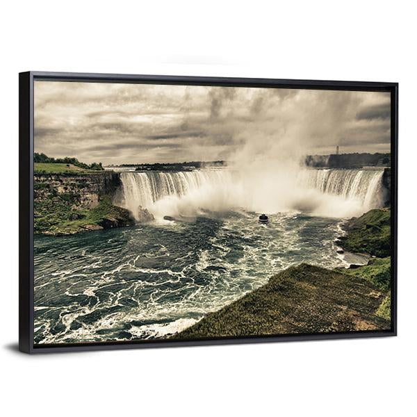 Power Of Niagara Waterfalls Canvas Wall Art-5 Horizontal-Gallery Wrap-22" x 12"-Tiaracle