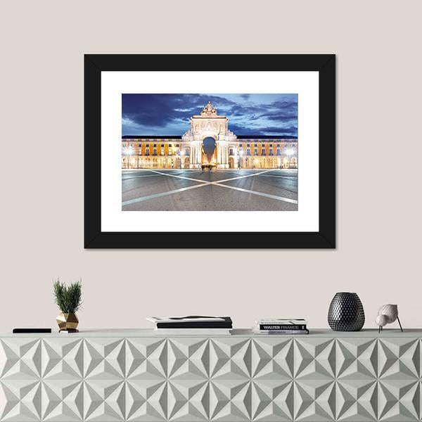Praca do Comercio In Lisbon Canvas Wall Art-3 Horizontal-Gallery Wrap-25" x 16"-Tiaracle
