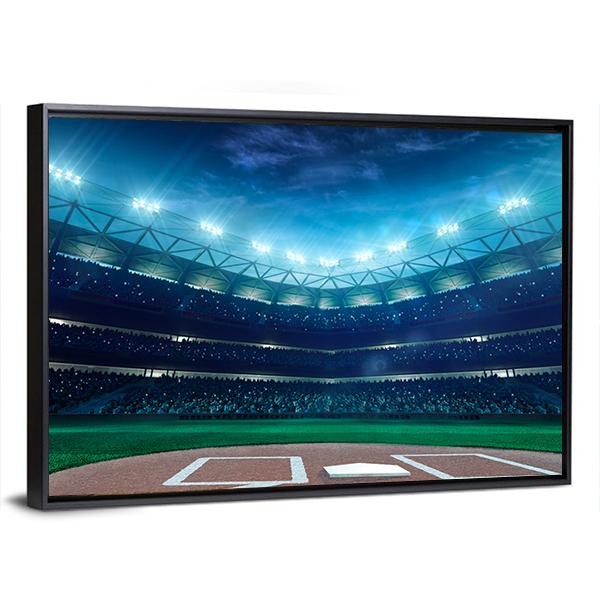 Professional Baseball Grand Arena In The Night Canvas Wall Art-3 Horizontal-Gallery Wrap-25" x 16"-Tiaracle