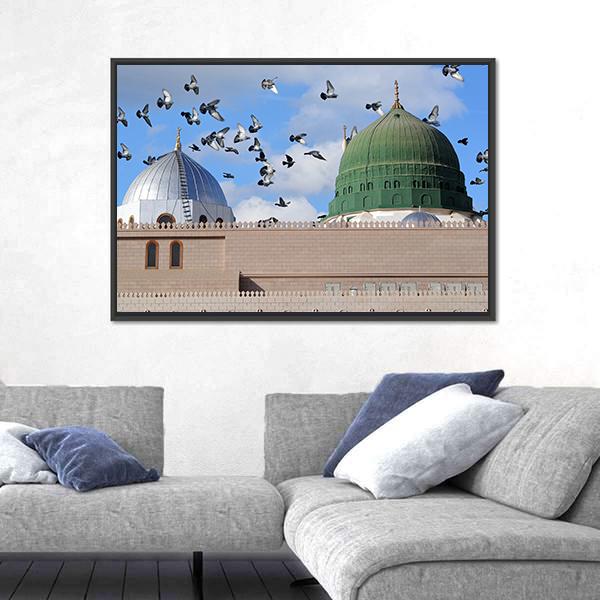 Prophet Muhammed Holy Mosque Canvas Wall Art-5 Horizontal-Gallery Wrap-22" x 12"-Tiaracle