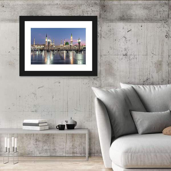Prophet's Mosque Medina Canvas Wall Art-5 Horizontal-Gallery Wrap-22" x 12"-Tiaracle
