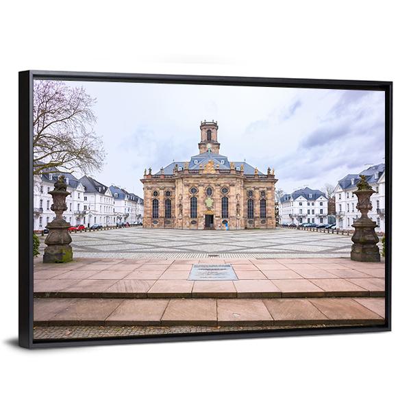 Protestant Church Saarbrucken Canvas Wall Art-5 Horizontal-Gallery Wrap-22" x 12"-Tiaracle