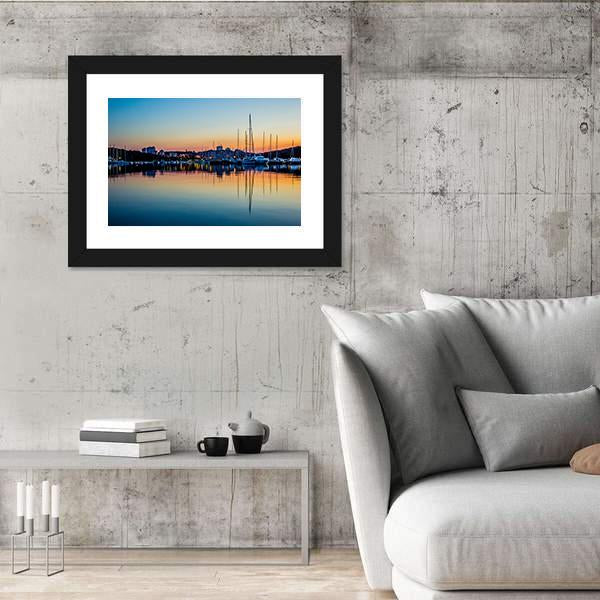 Pula Marina At Dawn In Croatia Canvas Wall Art-3 Horizontal-Gallery Wrap-25" x 16"-Tiaracle