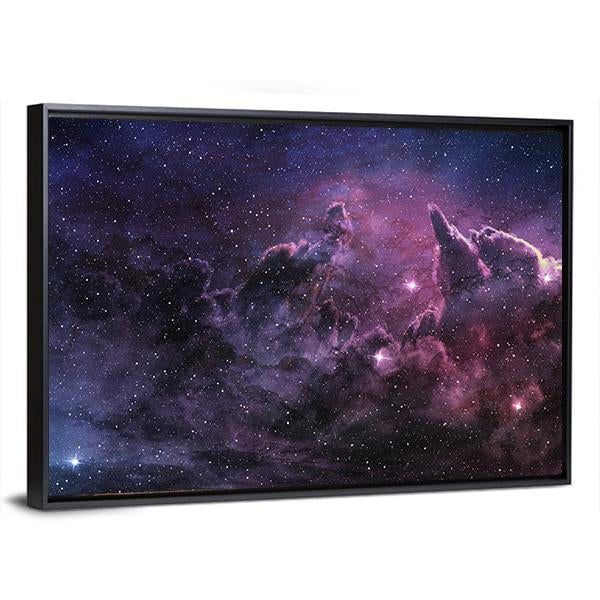 Purple Nebula And Cosmic Dust In Star Field Canvas Wall Art-3 Horizontal-Gallery Wrap-25" x 16"-Tiaracle