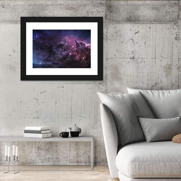 Purple Nebula And Cosmic Dust In Star Field Canvas Wall Art-3 Horizontal-Gallery Wrap-25" x 16"-Tiaracle