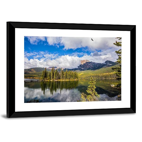 Pyramid Lake In Autumn Morning Canvas Wall Art-5 Horizontal-Gallery Wrap-22" x 12"-Tiaracle