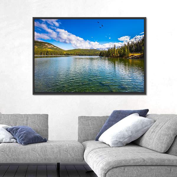 Pyramid Lake In Canada Canvas Wall Art-3 Horizontal-Gallery Wrap-25" x 16"-Tiaracle