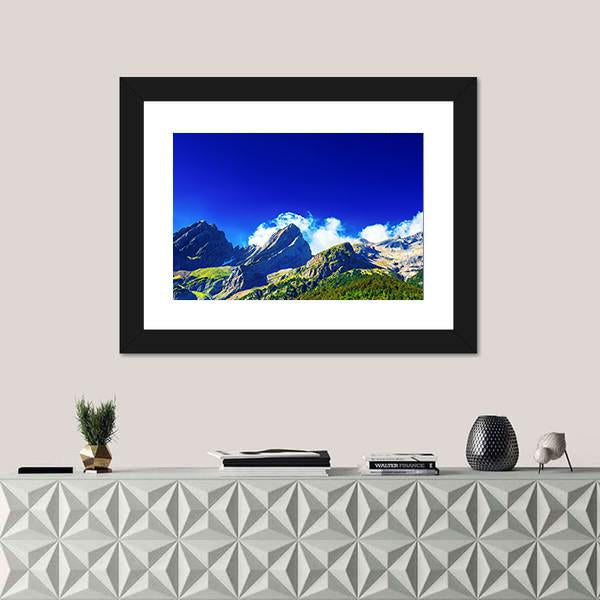 Pyrenees Mountains In Summer Panorama Canvas Wall Art-1 Piece-Framed Print-20" x 16"-Tiaracle