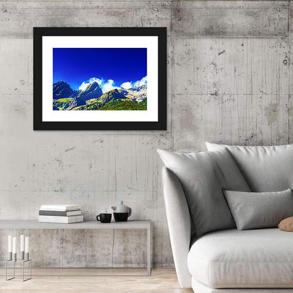 Pyrenees Mountains In Summer Panorama Canvas Wall Art-3 Horizontal-Gallery Wrap-25" x 16"-Tiaracle