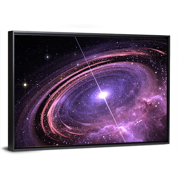 Quasar Surrounded By An Orbiting Accretion Disk Of Gas Canvas Wall Art-5 Horizontal-Gallery Wrap-22" x 12"-Tiaracle