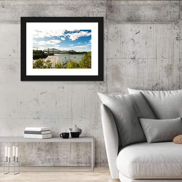 Quebec City Bridge In Canada Canvas Wall Art-3 Horizontal-Gallery Wrap-25" x 16"-Tiaracle
