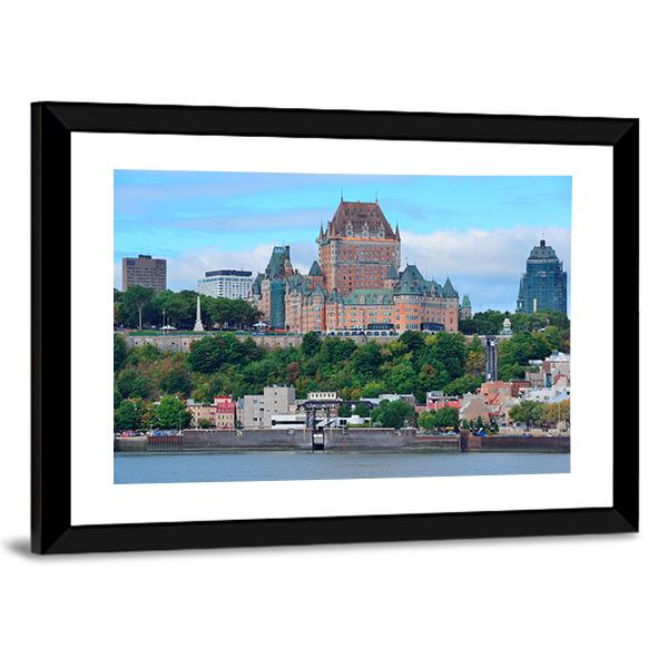 Quebec City Skyline Over River Canvas Wall Art-5 Horizontal-Gallery Wrap-22" x 12"-Tiaracle