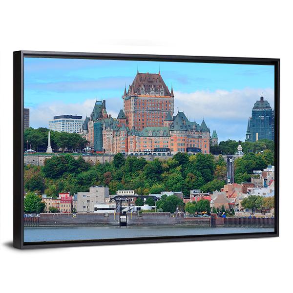 Quebec City Skyline Over River Canvas Wall Art-5 Horizontal-Gallery Wrap-22" x 12"-Tiaracle